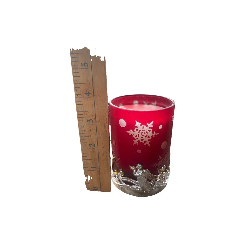 International Silver Company Red Snowflake Angel Votive Candles Set of 2